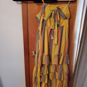 La Maison Talulah bright yellow strapless imperial midi 4x (fits like 1x)